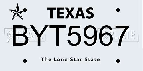 BYT5967 Texas License Plate