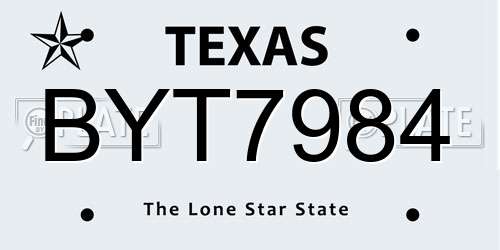 BYT7984 Texas License Plate
