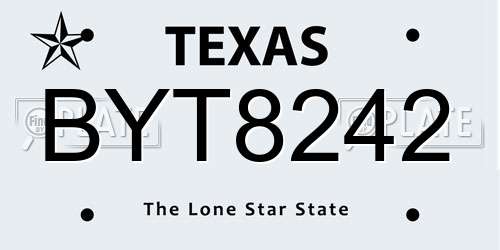 BYT8242 Texas License Plate