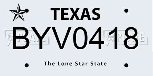 BYV0418 Texas License Plate
