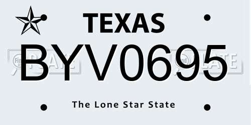BYV0695 Texas License Plate