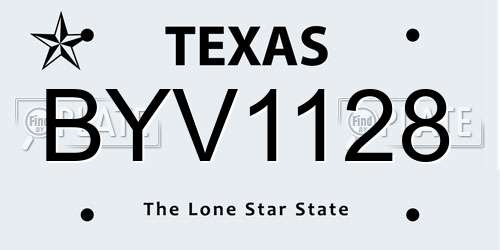BYV1128 Texas License Plate