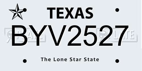 BYV2527 Texas License Plate