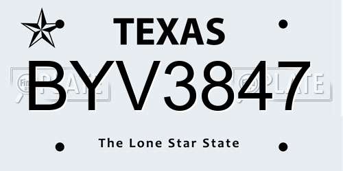 BYV3847 Texas License Plate