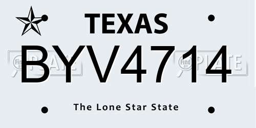 BYV4714 Texas License Plate