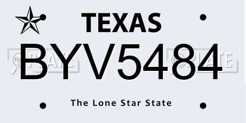 BYV5484 Texas License Plate