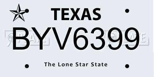 BYV6399 Texas License Plate