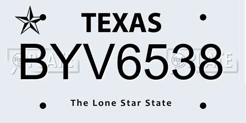 BYV6538 Texas License Plate