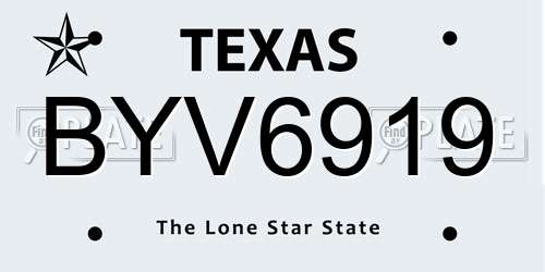 BYV6919 Texas License Plate