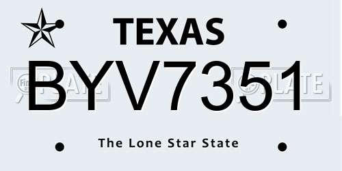 BYV7351 Texas License Plate