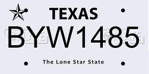 BYW1485 Texas License Plate