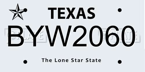 BYW2060 Texas License Plate