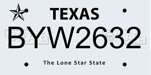 BYW2632 Texas License Plate