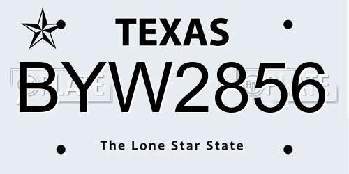 BYW2856 Texas License Plate