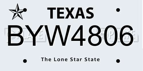 BYW4806 Texas License Plate