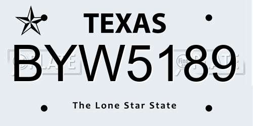 BYW5189 Texas License Plate