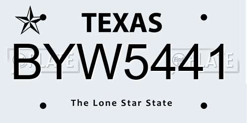 BYW5441 Texas License Plate