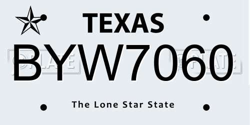 BYW7060 Texas License Plate