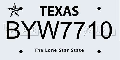 BYW7710 Texas License Plate