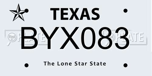 BYX083 Texas License Plate