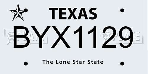 BYX1129 Texas License Plate