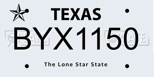 BYX1150 Texas License Plate