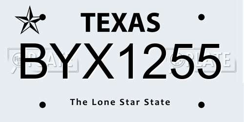 BYX1255 Texas License Plate