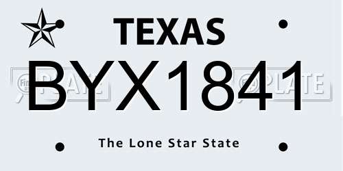 BYX1841 Texas License Plate