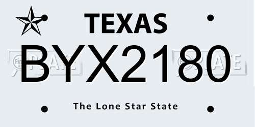 BYX2180 Texas License Plate