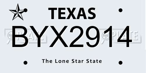 BYX2914 Texas License Plate