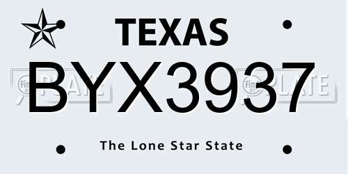 BYX3937 Texas License Plate