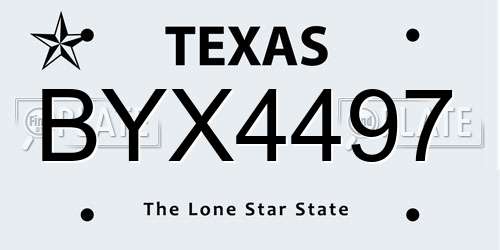 BYX4497 Texas License Plate