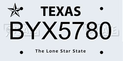 BYX5780 Texas License Plate
