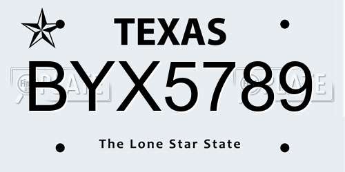 BYX5789 Texas License Plate
