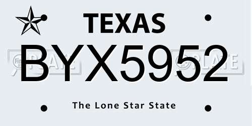 BYX5952 Texas License Plate