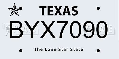 BYX7090 Texas License Plate
