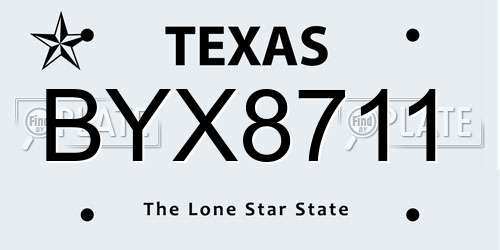 BYX8711 Texas License Plate