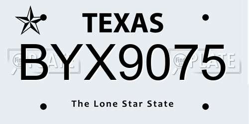BYX9075 Texas License Plate