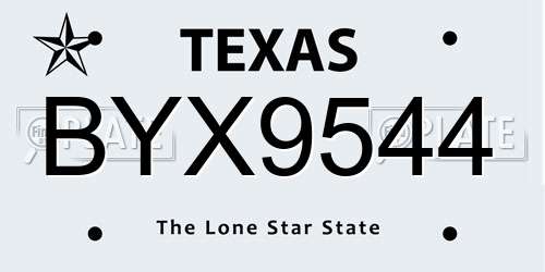 BYX9544 Texas License Plate