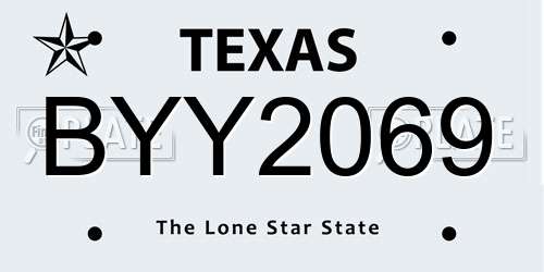 BYY2069 Texas License Plate