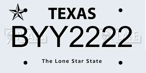 BYY2222 Texas License Plate
