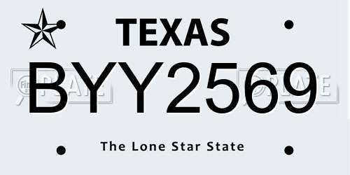 BYY2569 Texas License Plate