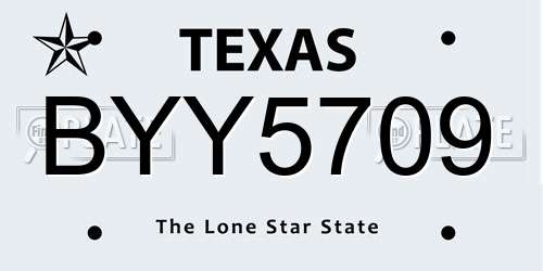 BYY5709 Texas License Plate