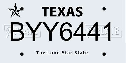 BYY6441 Texas License Plate