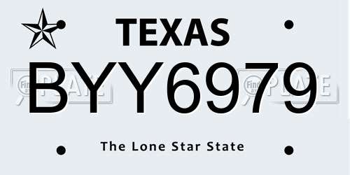 BYY6979 Texas License Plate