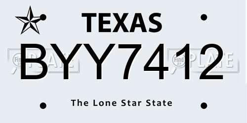 BYY7412 Texas License Plate