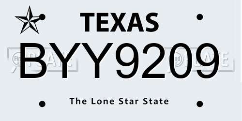 BYY9209 Texas License Plate