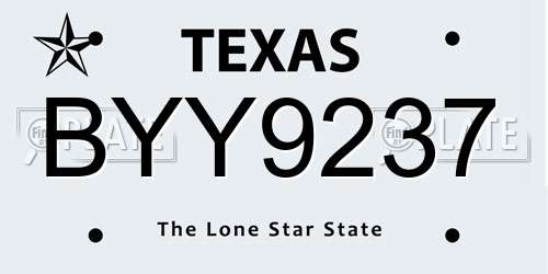 BYY9237 Texas License Plate
