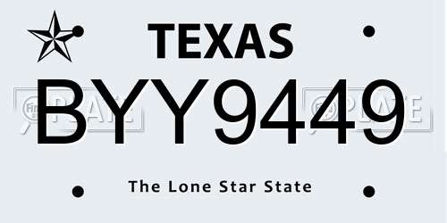 BYY9449 Texas License Plate