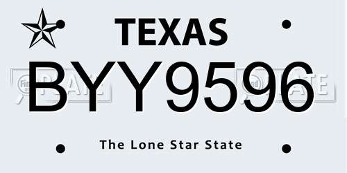 BYY9596 Texas License Plate